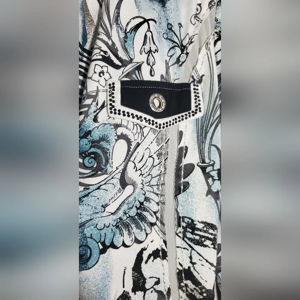 XL Bagutti Collection Women’s Blazer Jacket Abstract Animal Print Button Front - Picture 7 of 15